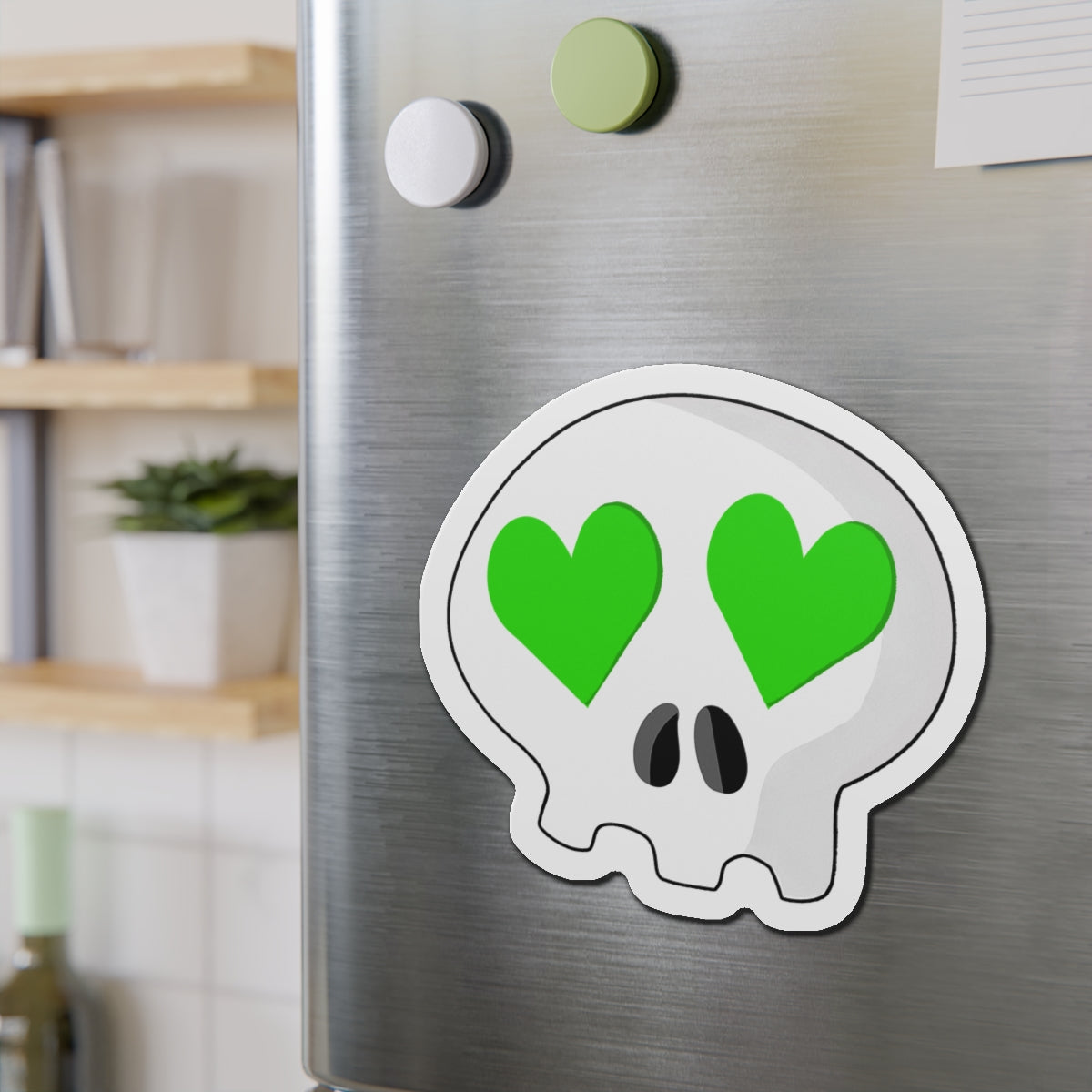Heart-Eyes Skull Magnet (Green)