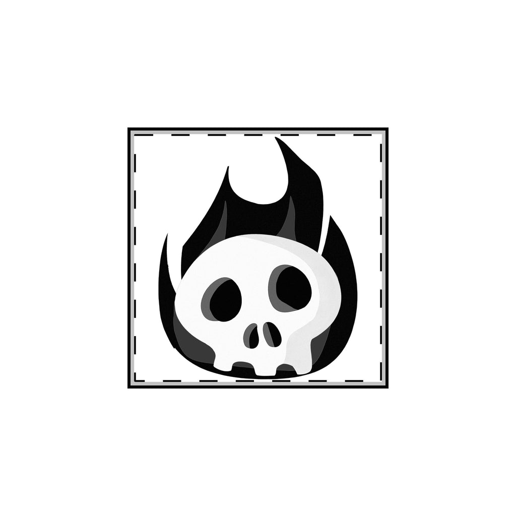 Black Fire Flaming Skull Pin