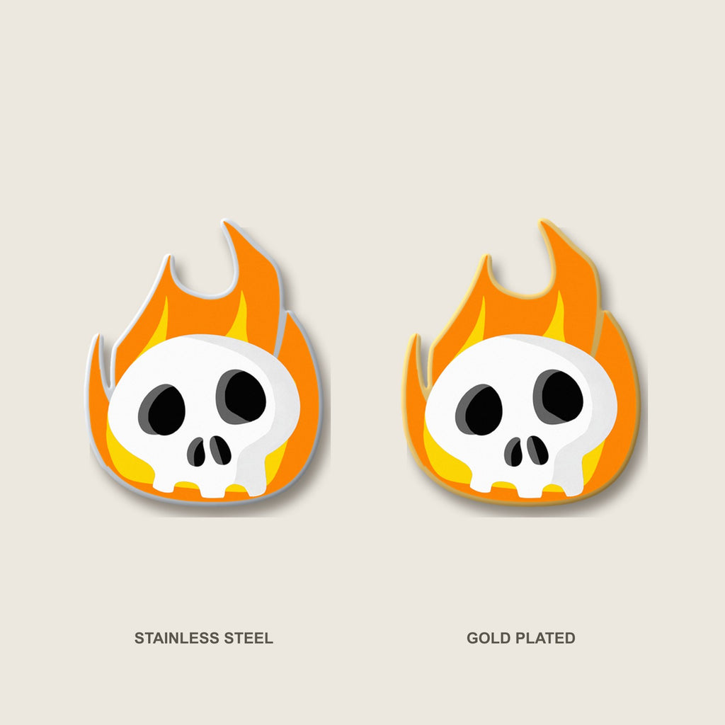 Flaming Skull Pin
