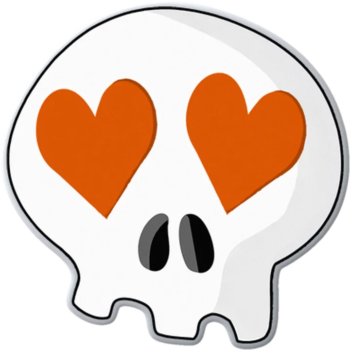 Heart-Eyes Skull Pin (Orange)