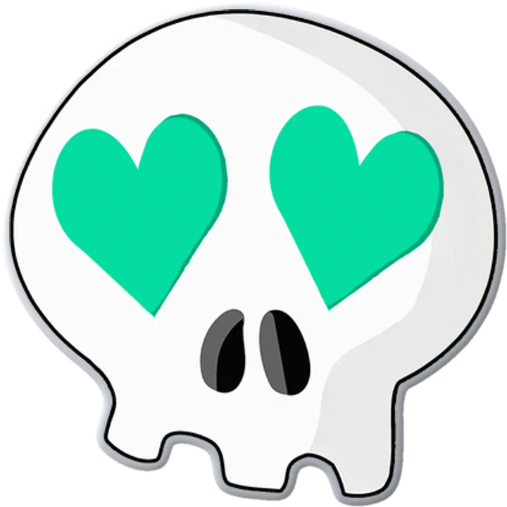 Heart-Eyes Skull Pin (Teal)