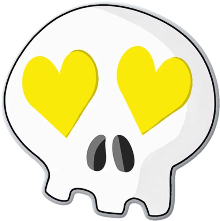 Heart-Eyes Skull Pin (Yellow)