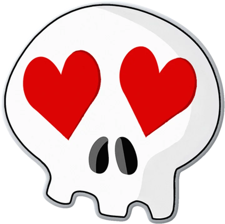 Heart-Eyes Skull Pin